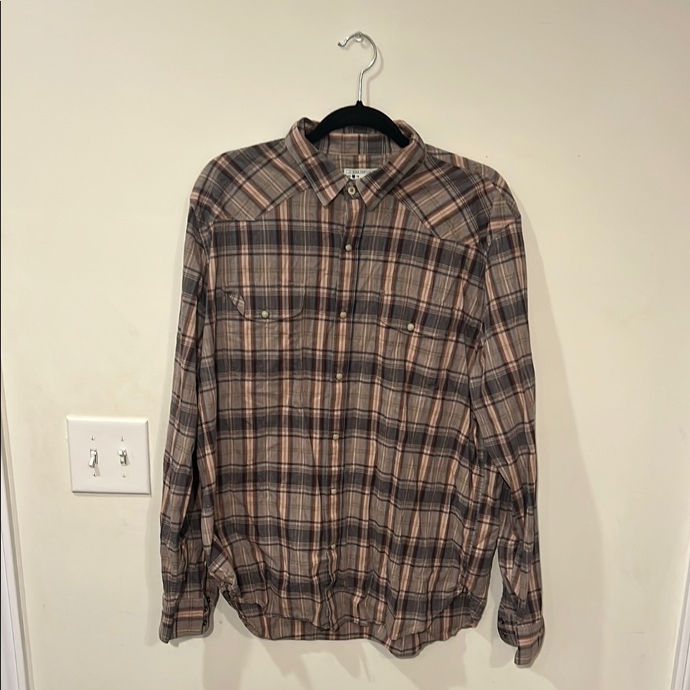 Lucky Brand Brown and Gray Casual Button Down Shirt